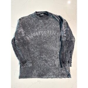 Brooklyn Express Graphic Long Sleeve T Shirt Gray Mineral Wash